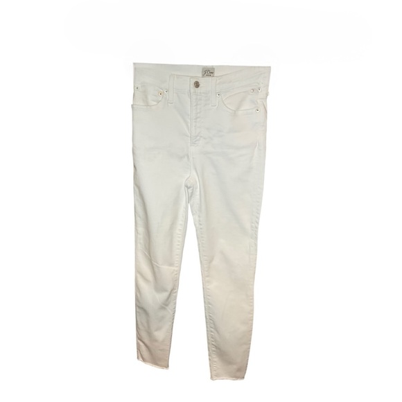 J. Crew Denim - J. Crew White 10” Toothpick High Rise Jean With Frayed Bottom Size 28